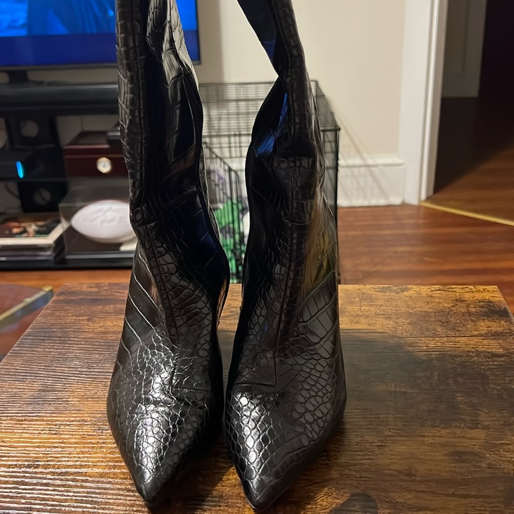 Croc pattern knee high boots. Worn once. Wide width.